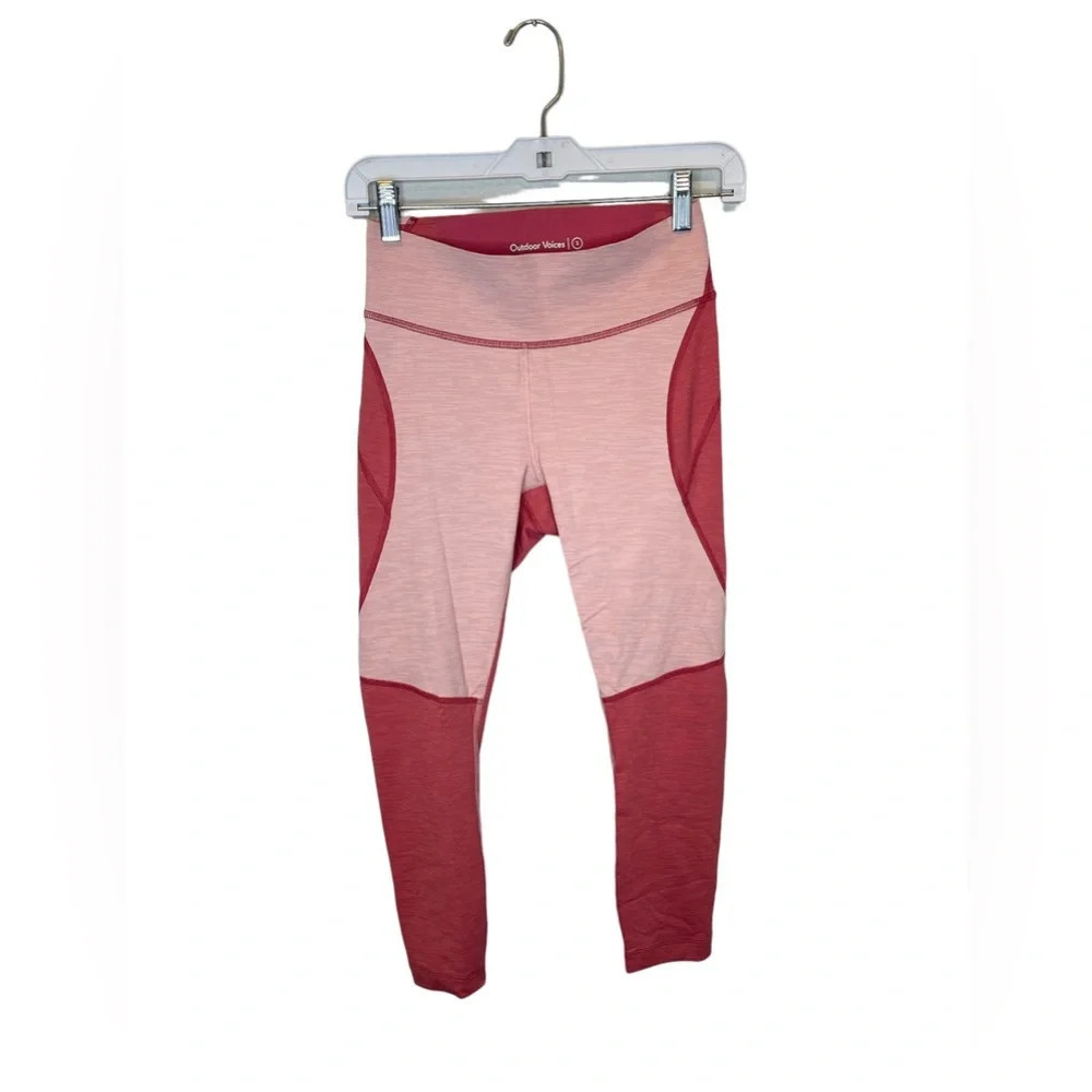 Outdoor Voices Tech Sweat 3/4 Two-Tone Leggings Pink/Light Pink Size Small